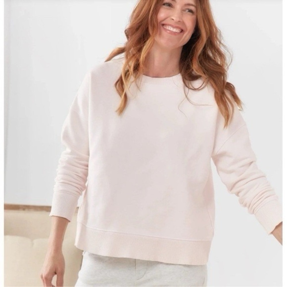 Frank and Eileen Tee Lab Cotton Pullover Sweatshirt Light Pink Casual Size S